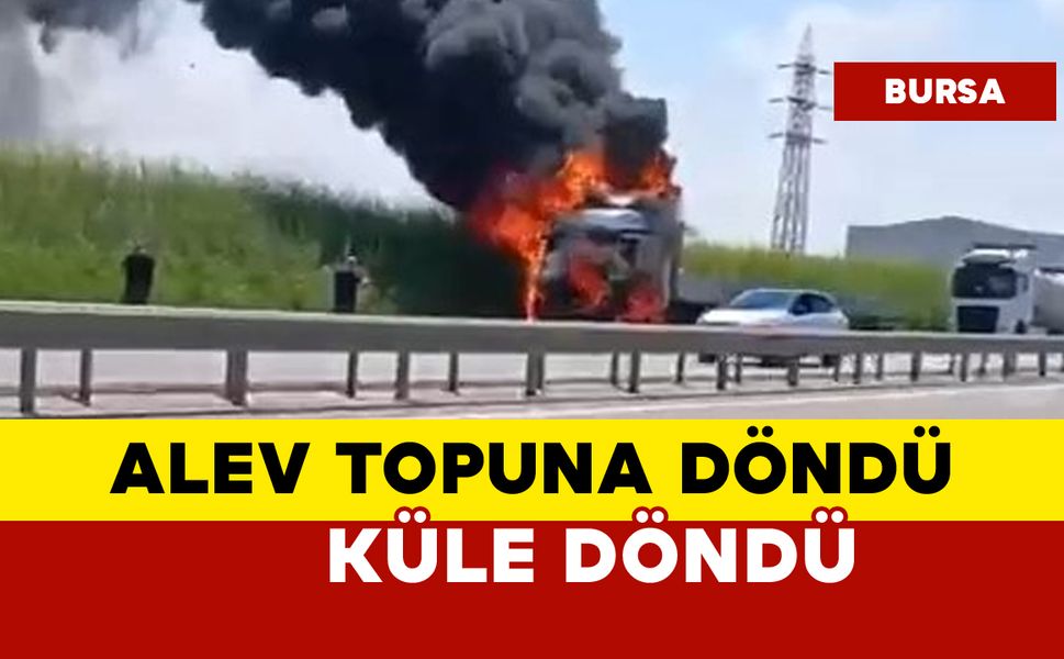 Tır alev topuna döndü, kullanılamaz hale geldi