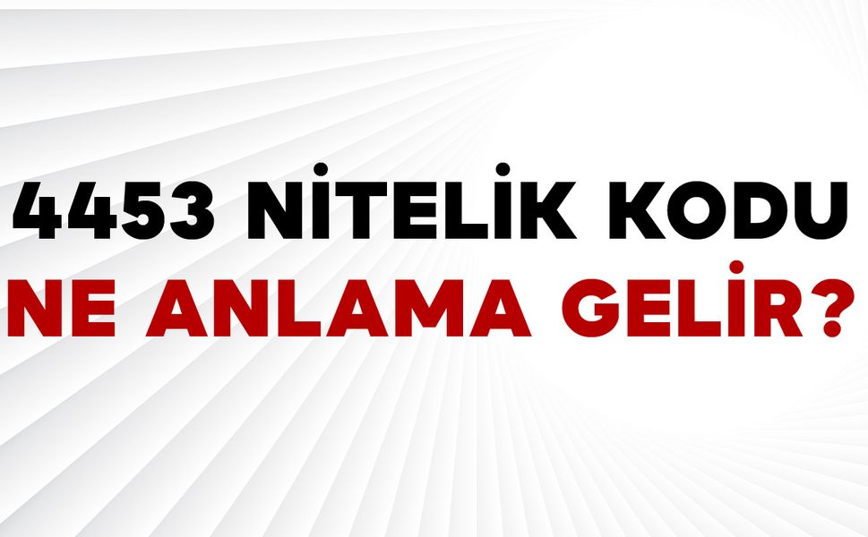 4453 Nitelik Kodu Ne Anlama Gelir?