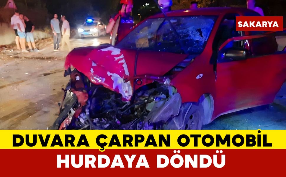 Duvara çarpan otomobil hurdaya döndü: 2 yaralı