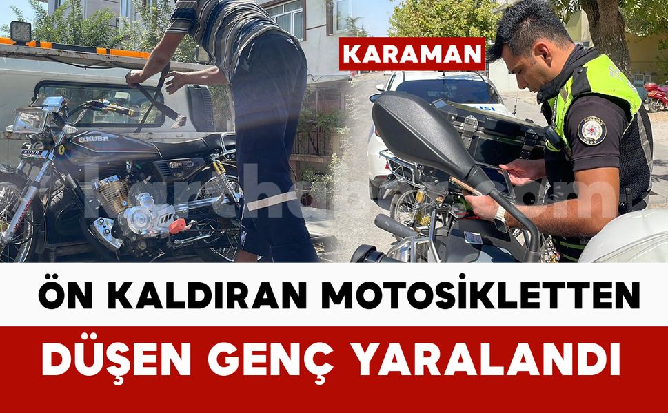Ön kaldıran motosikletin arkasından düşen genç yaralandı