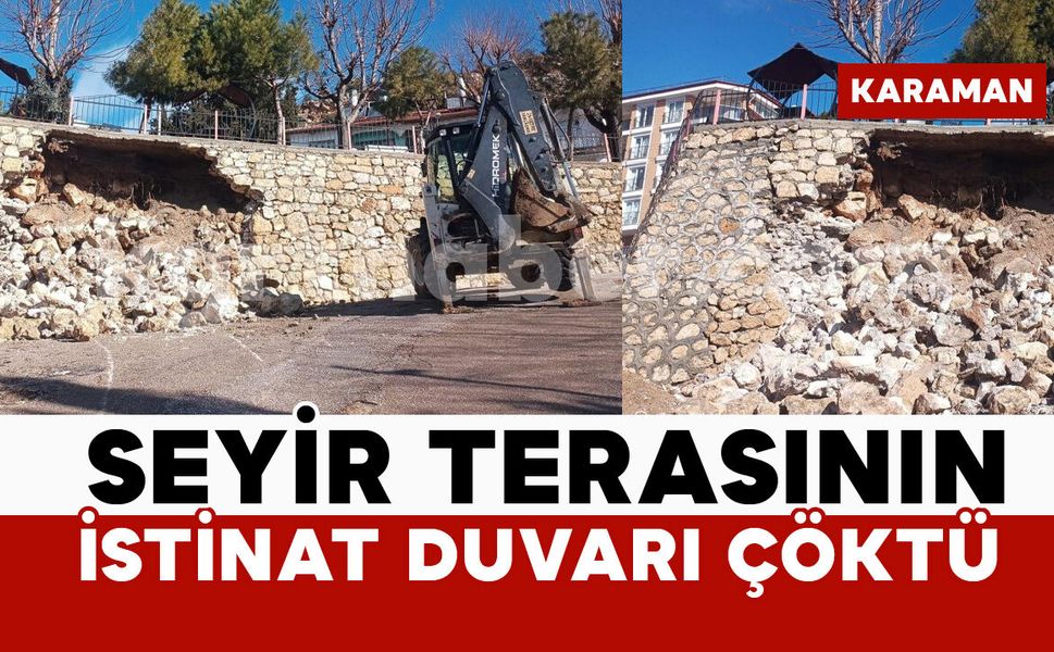 Ermenek'te seyir terasının istinat duvarı göçtü