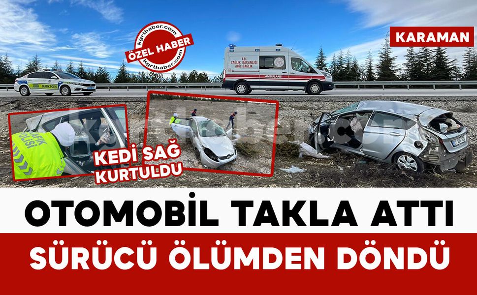 Karaman–Mut Yolunda Otomobil Takla Attı: 1 Yaralı