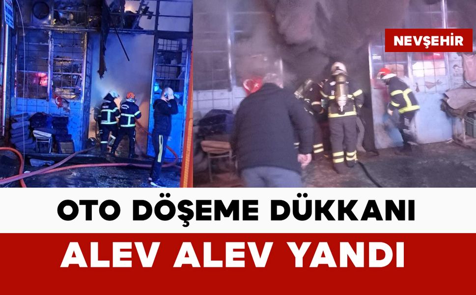 Oto döşeme dükkanı yandı