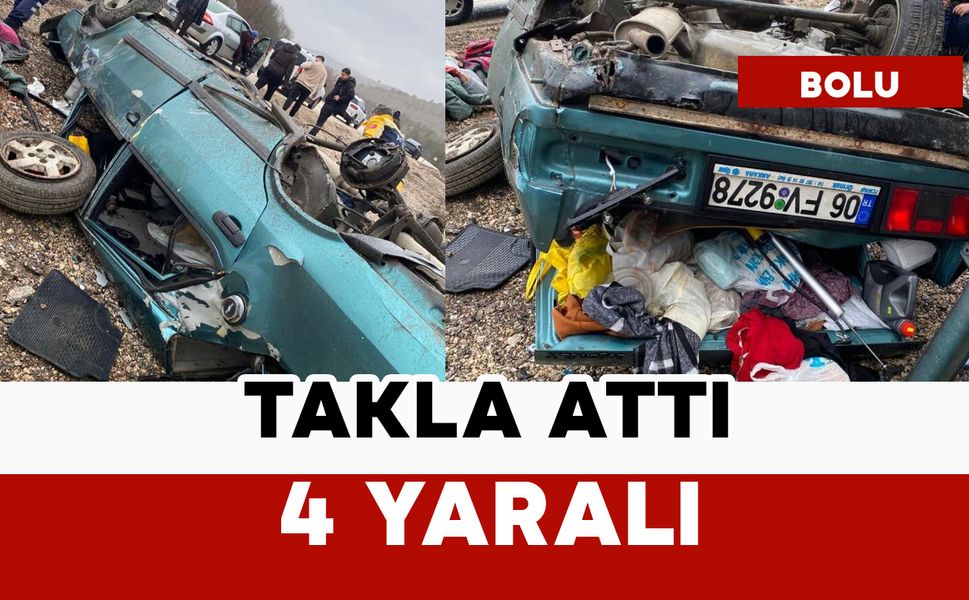 Otomobil takla attı, 4 kişi yaralandı