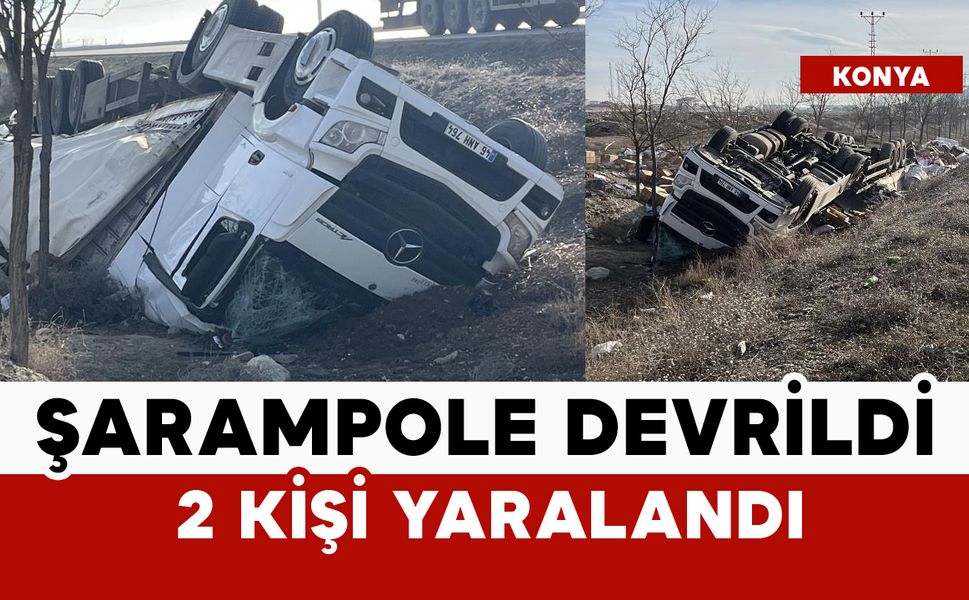 Tır şarampole devrildi: 2 yaralı