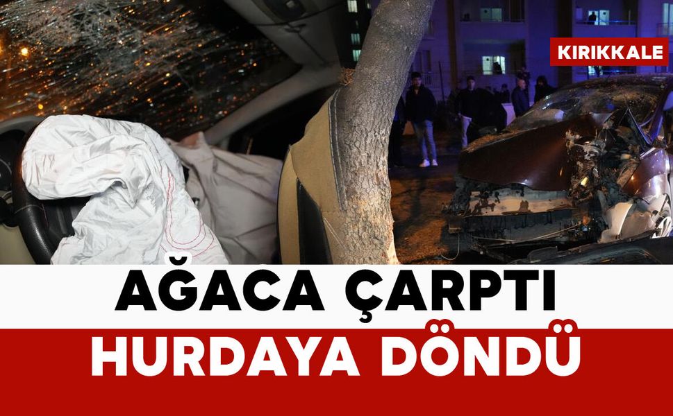 Ağaca çarptı, hurdaya döndü: 3 yaralı