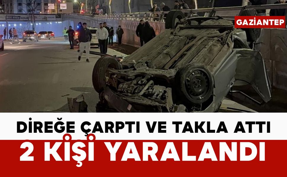 Direğe çarptı, takla attı: 2 yaralı