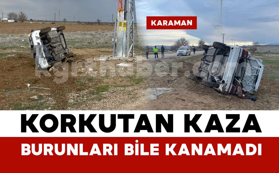 Kontrolden çıkan otomobil şarampole devrildi: 5 kişi yara almadan kurtuldu