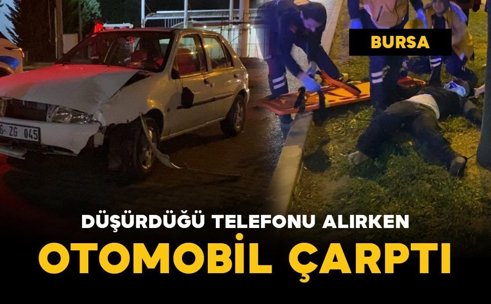 Düşürdüğü telefonu alırken otomobil çarptı: genç yaralandı