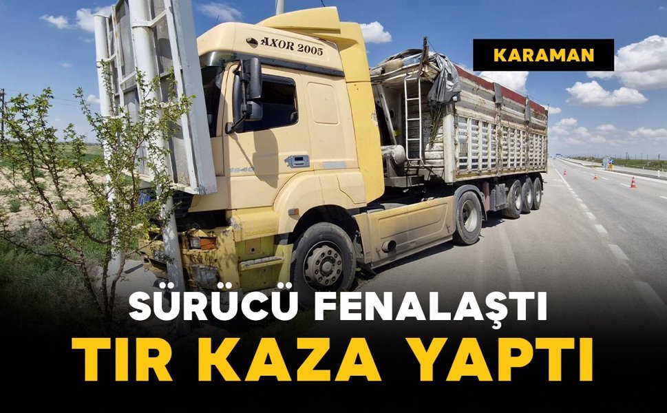 Kontrolden çıkan tır reklam panosuna çarparak durabildi