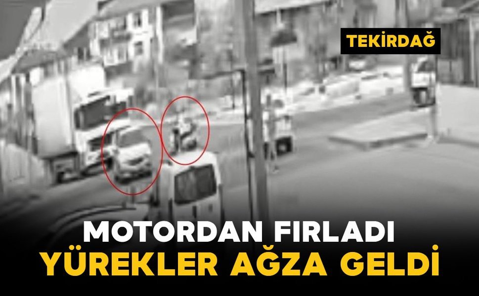 Motosikletten fırladı: yürekler ağza geldi
