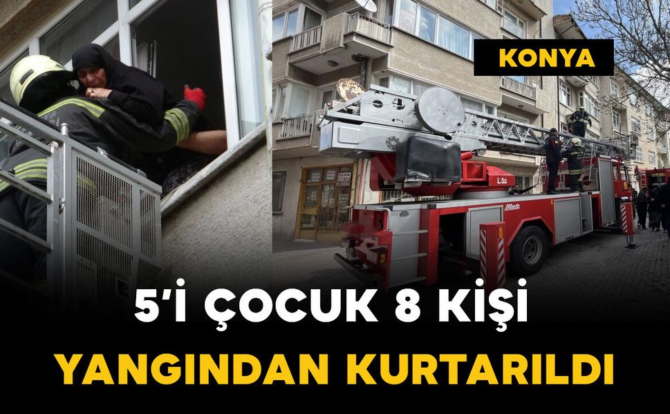 Yangında mahsur kalan 5'i çocuk 8 kişi ekiplerce kurtarıldı