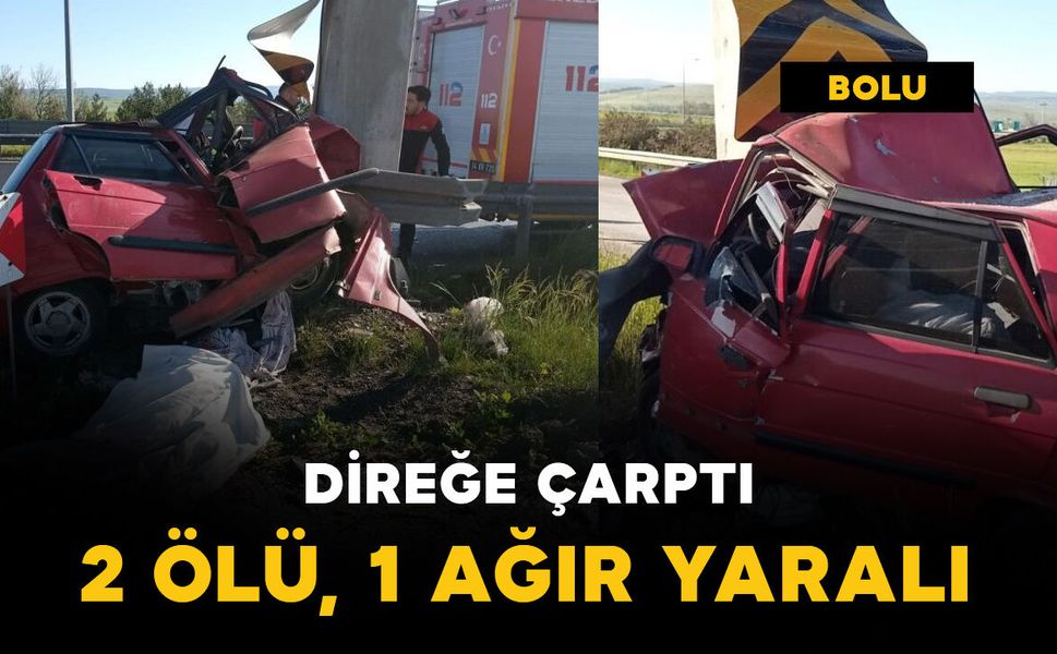 Direğe çarptı: 2 ölü, 1 ağır yaralı