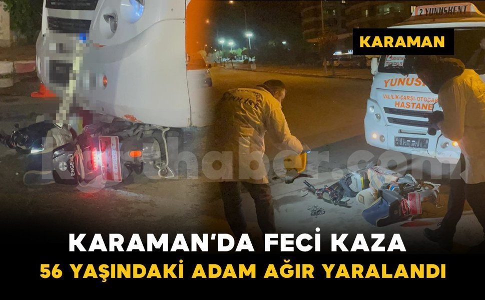 Minibüsün altında kalan elektrikli bisikletin sürücüsü ağır yaralandı