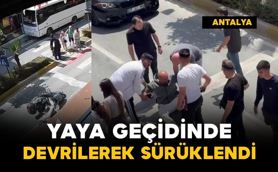 Yaya geçidinde devrildi ve sürüklendi