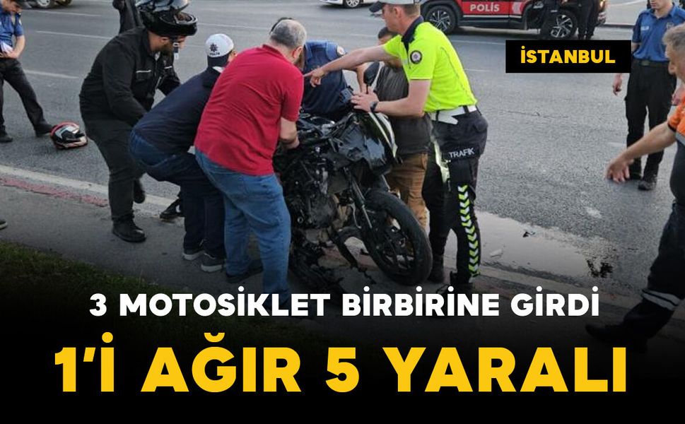 3 motosiklet kazaya karıştı: 1'i ağır 5 yaralı