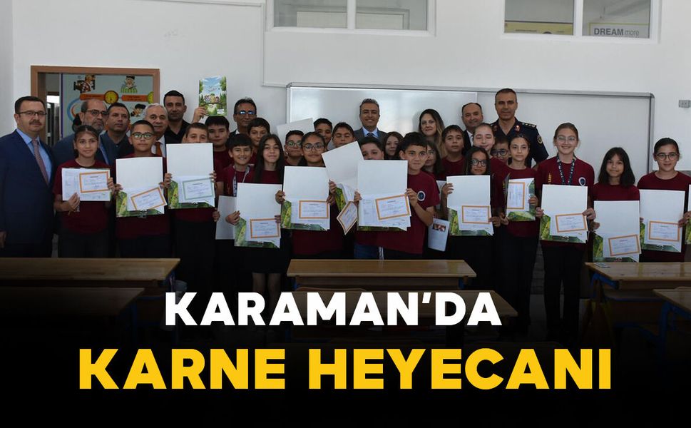 Karaman'da öğrencilerin karne sevinci