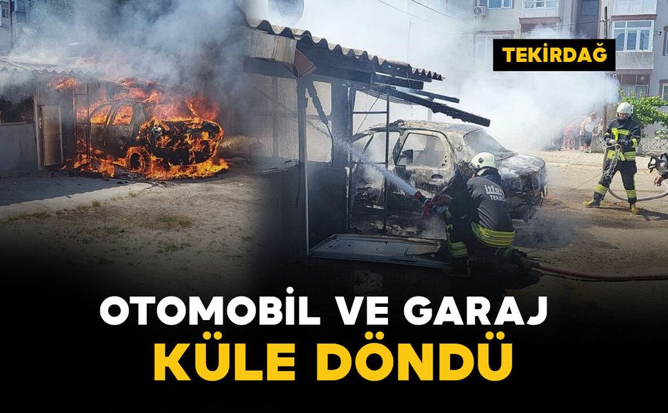 Otomobil ve garaj küle döndü