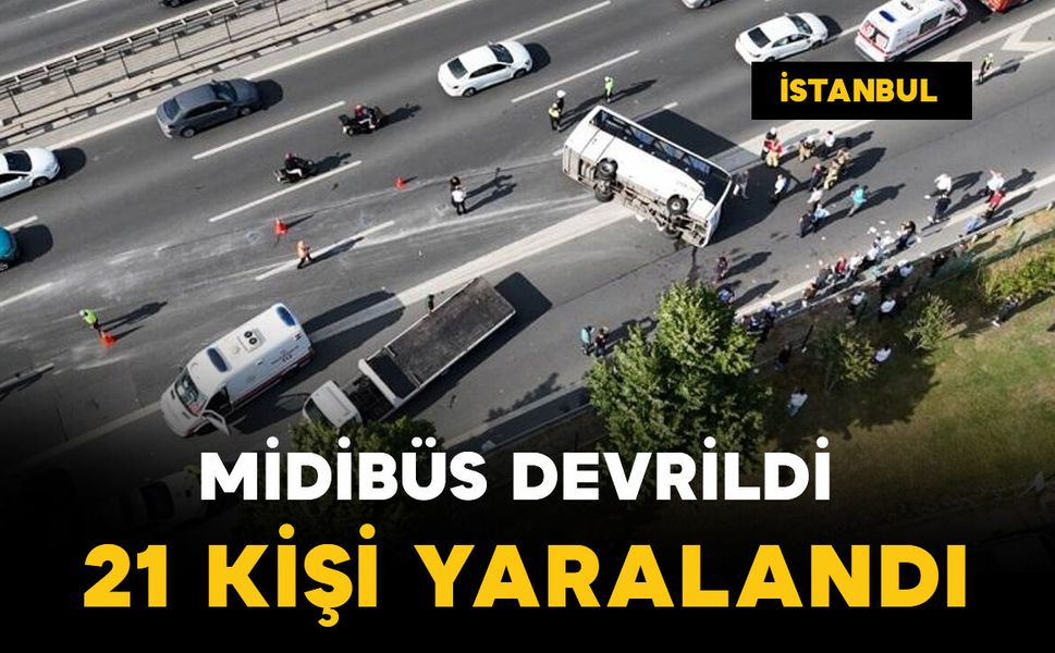 Banka personelini taşıyan midibüs devrildi: 21 yaralı