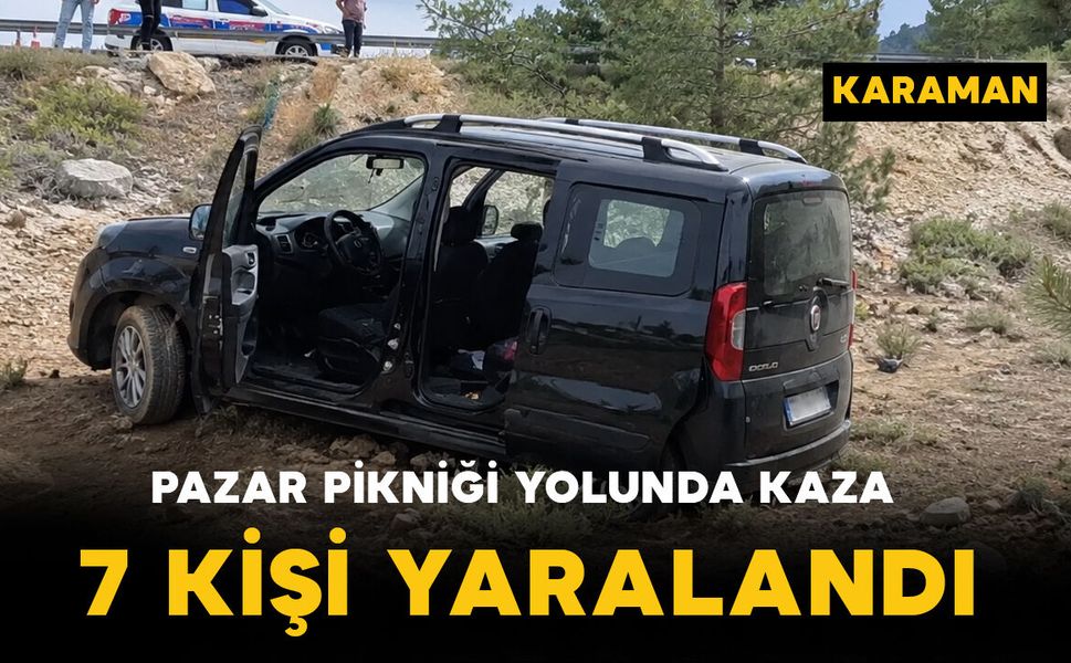 Çamlık yolunda araç şarampole yuvarlandı: 7 yaralı