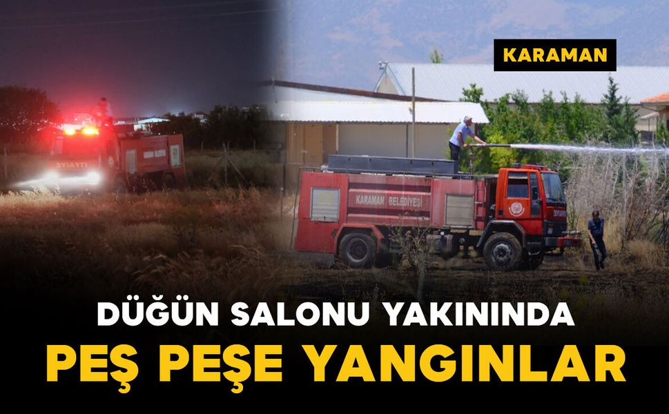 Düğün salonu yakınındaki otluk alanda peş peşe yangın