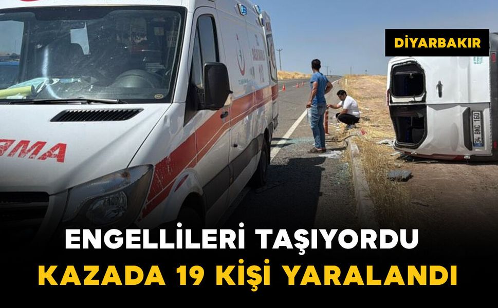 Engellileri taşıyan minibüs yan yattı: 19 yaralı