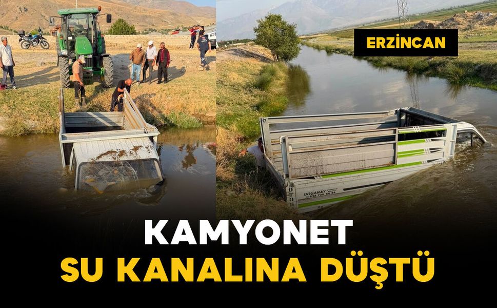 Kamyonet su kanalına düştü