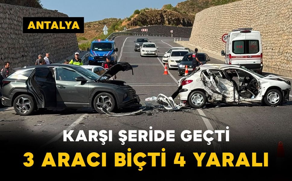 Karşı Şeride Geçti: 3 Aracı Biçti 4 Yaralı