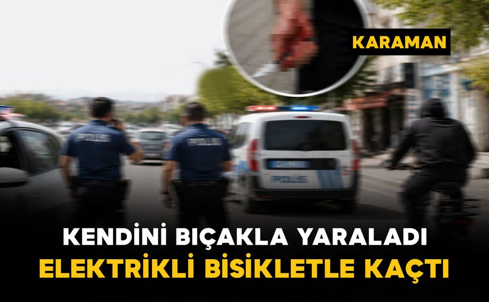 Kendini yaralayıp elektrikli bisikletle kaçtı