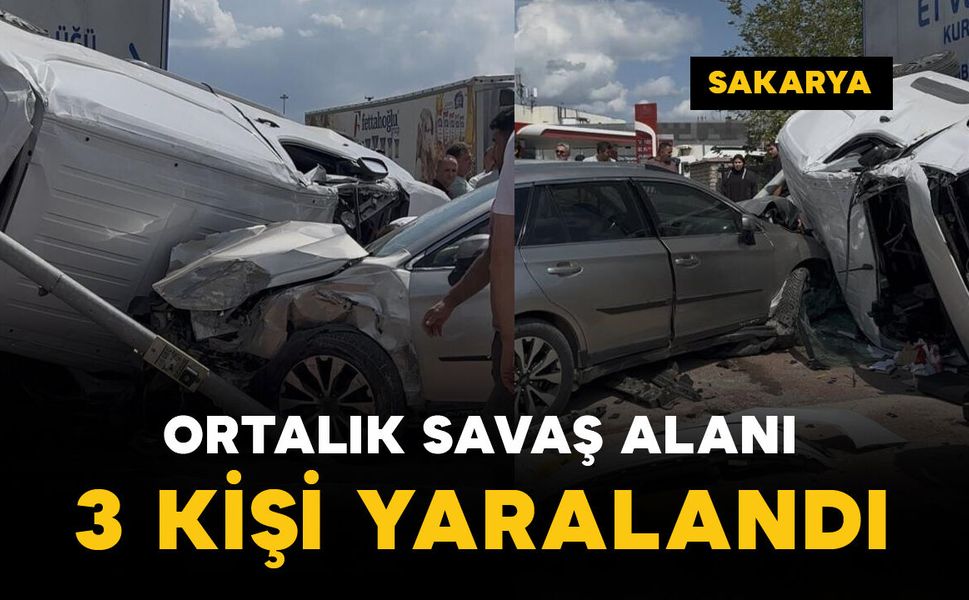 Yan yatan panelvan, duvar ile SUV arasında kaldı