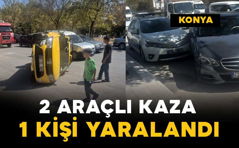 2 araçlı kazada taksi devrildi: 1 yaralı