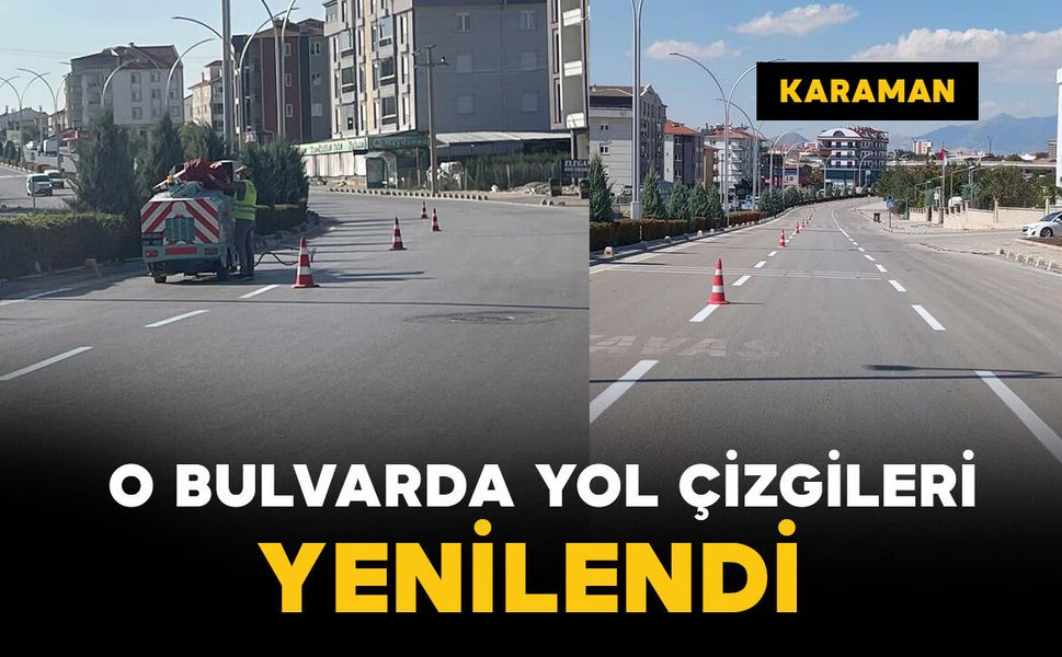 Karaman'da o bulvarda yol çizgileri yenilendi