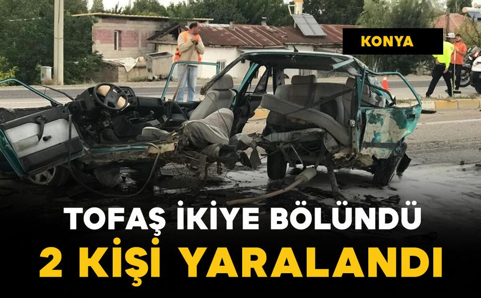 Konya Ereğli'de alkollü sürücünün çarptığı otomobil ikiye bölündü: 2 yaralı