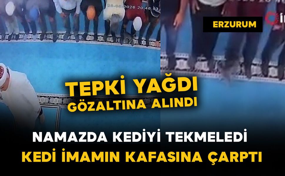Namazda kediyi tekmeledi: pes dedirten görüntüler
