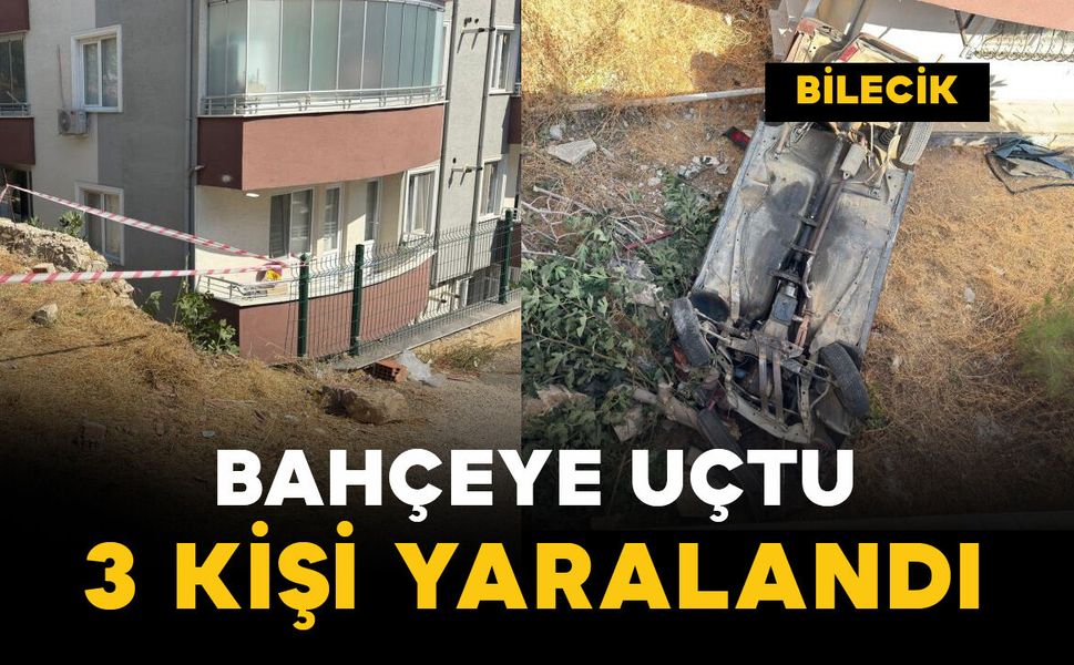 Otomobil bahçeye uçtu, 3 kişi yaralandı