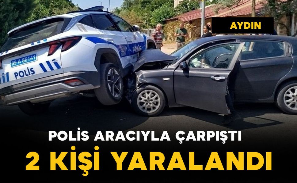 Polis aracıyla otomobil çarpıştı: 2 yaralı