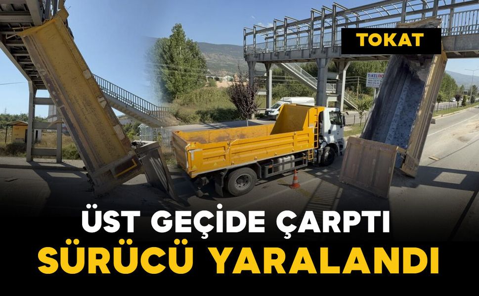 Üst geçide çarptı: Sürücü yaralandı