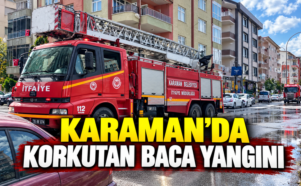Karaman’da apartmanın baca kısmında yangın çıktı