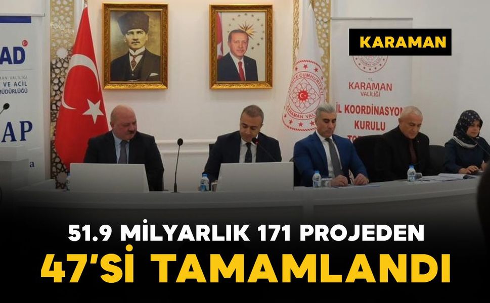 Karaman'da 51.9 milyarlık 171 projeden 47'si tamamlandı