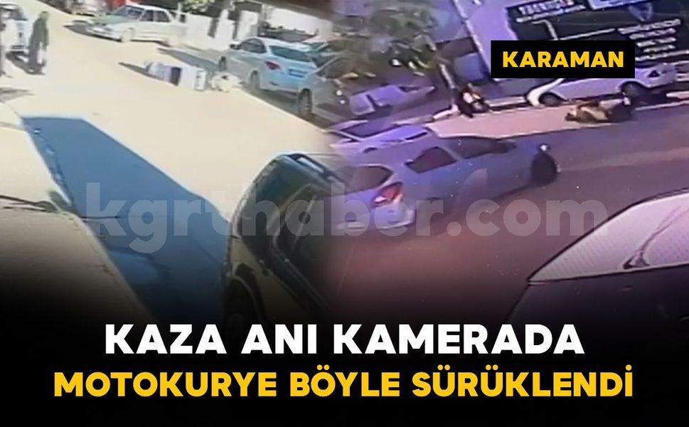 Karaman'da kaza anı kamerada: Sürüklenen motokurye otomobile çarptı