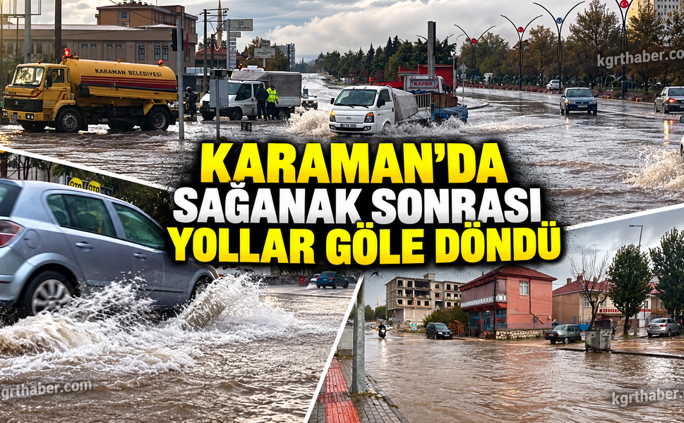 Karaman’da sağanak yağış yolları göle çevirdi
