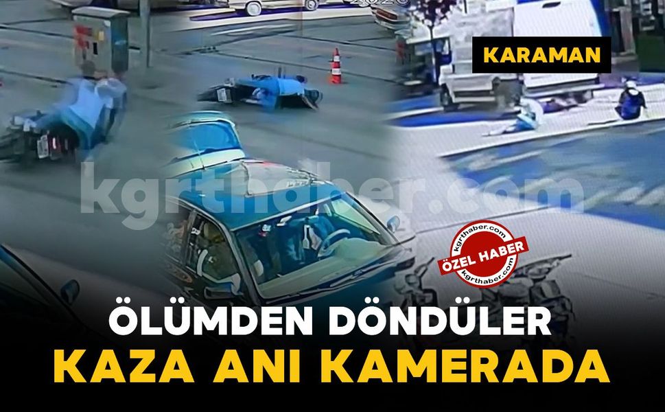 Karaman’da motosikletin minibüsün altına girdiği kaza kamerada: 1 yaralı