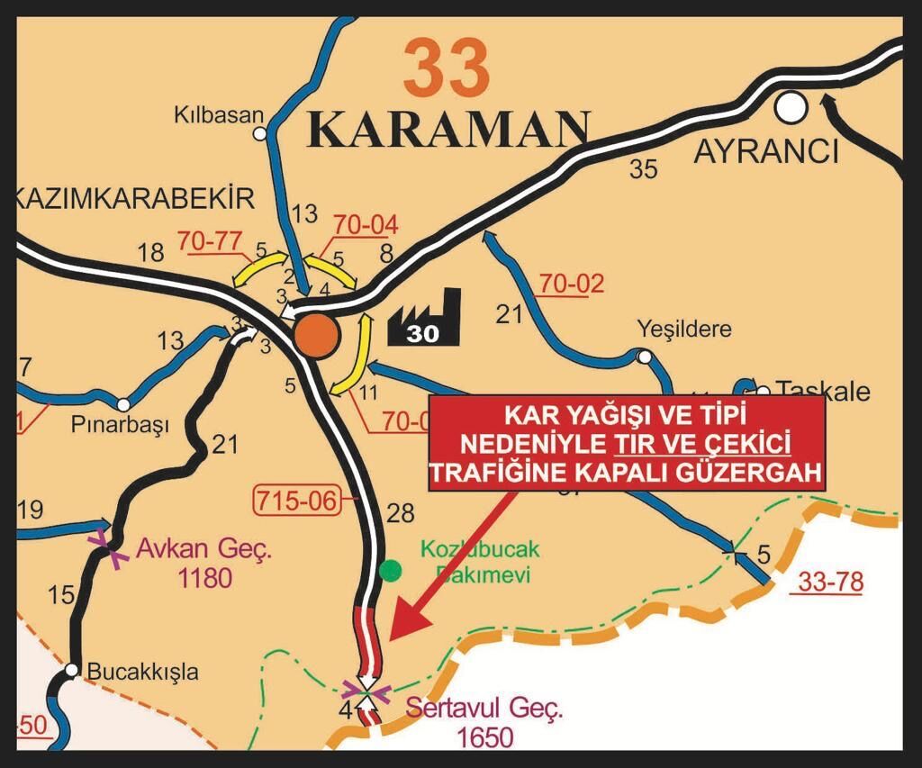 Sertavul geçidi trafiğe kapatıldı 30 Ocak 2024