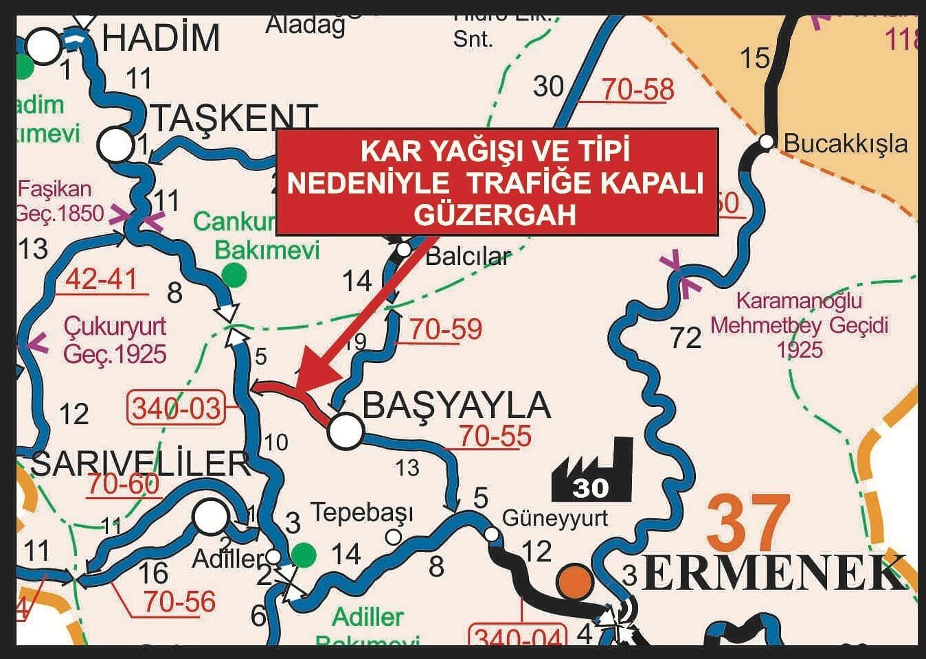 Karamanda O Yol Trafige Kapandi