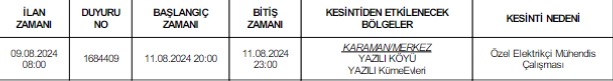 Karamanda Elektrik Kesintisi 10