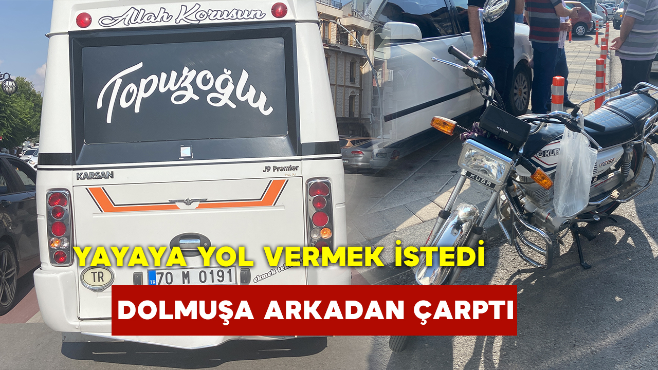 Yayaya Yol Vermek İsteyen Dolmuşa Çarptı: 1 Yaralı FOTOĞRAFLAR