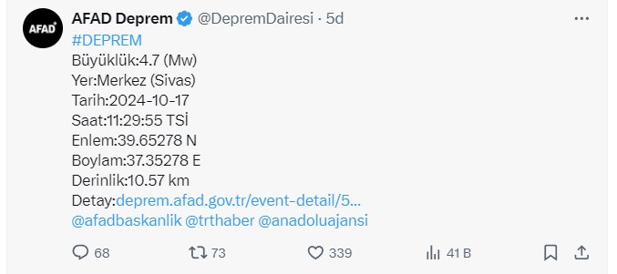 Deprem Mi Oldu 17 Ekim 2024