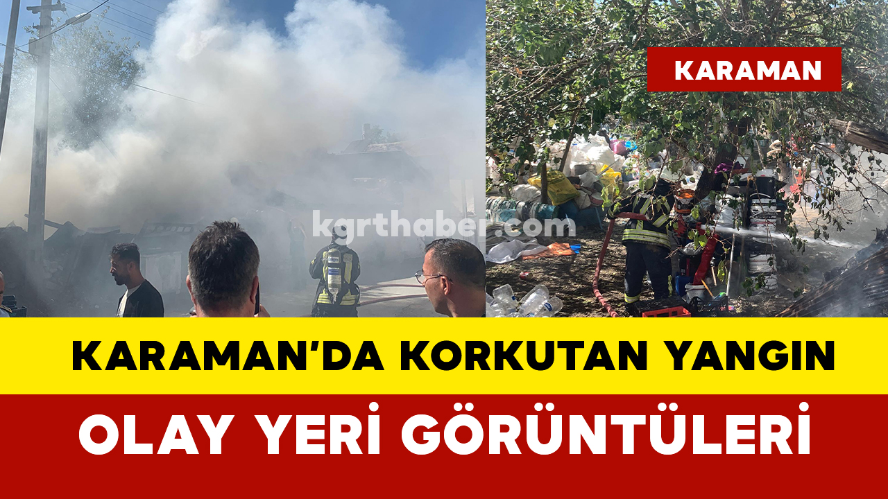 Karaman'da mahallede korkutan yangın... Olay yeri görüntüleri