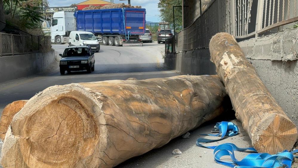 Tir Tomruklari Yola Dusurdu Ceza Kesildi1