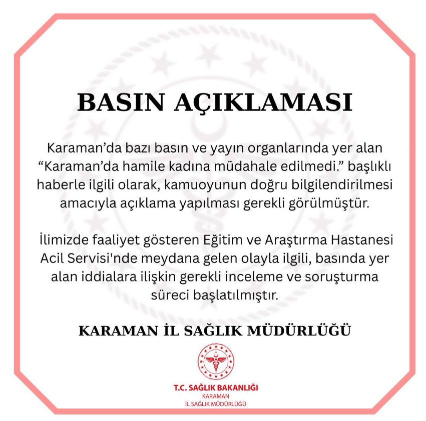 Karaman Il Saglik Mudurlugunden O Haberlere Aciklama